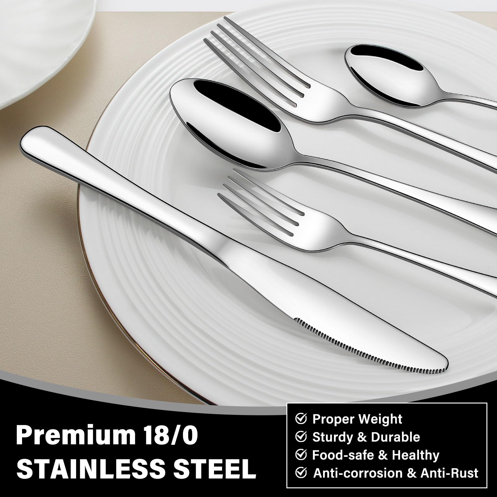68-Piece Silverware Set With Serving Utensils, Heavy Duty Stainless Steel Flatware Set For 12, Food-Grade Tableware Cutlery Set,